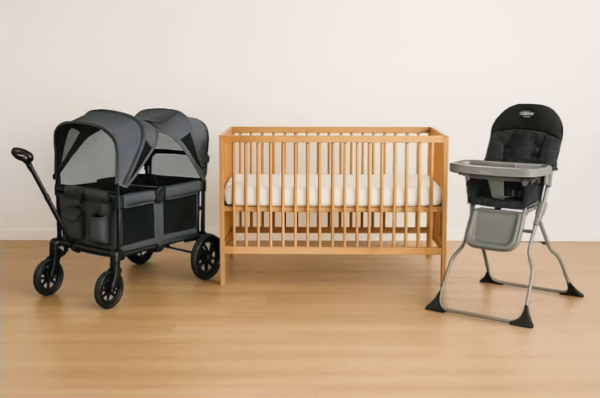 Crib, Stroller, Chair for rent.